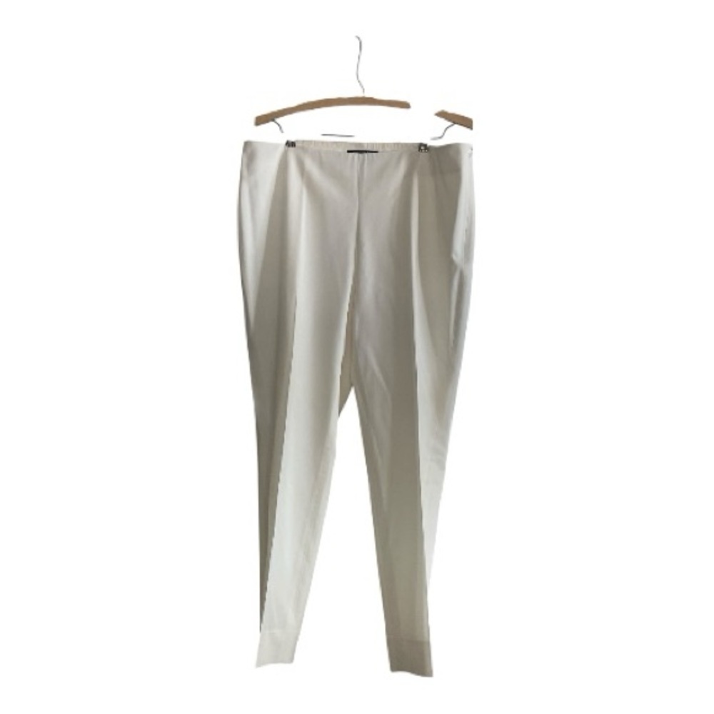 Lafayette 148 New York Cream Stanton Virgin Wool/Side Zip Ankle Pants Size 12